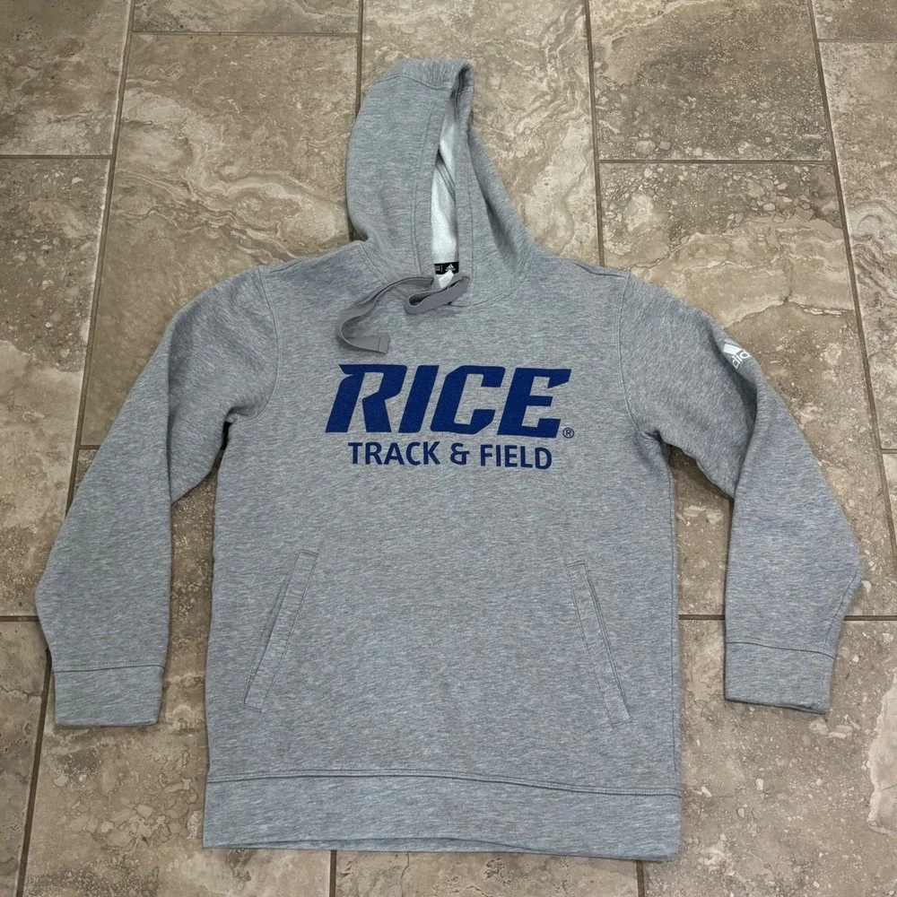 Adidas Rice University Track & Field Hoodie Mens Medium Gray Pullover Sweatshirt